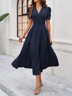 Marke Damen-Midikleid mit V-Ausschnitt und Puffärmeln — Image 25