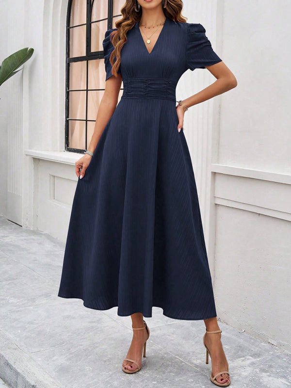 Marke Damen-Midikleid mit V-Ausschnitt und Puffärmeln — Image 6