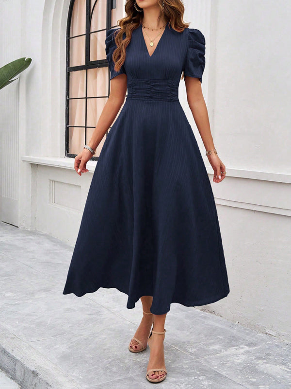 Marke Damen-Midikleid mit V-Ausschnitt und Puffärmeln — Image 24