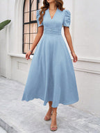 Marke Damen-Midikleid mit V-Ausschnitt und Puffärmeln — Image 30