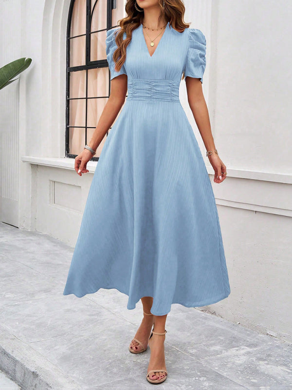 Marke Damen-Midikleid mit V-Ausschnitt und Puffärmeln — Image 30
