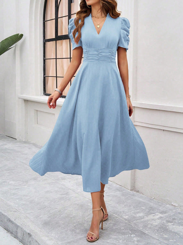 Marke Damen-Midikleid mit V-Ausschnitt und Puffärmeln — Image 28