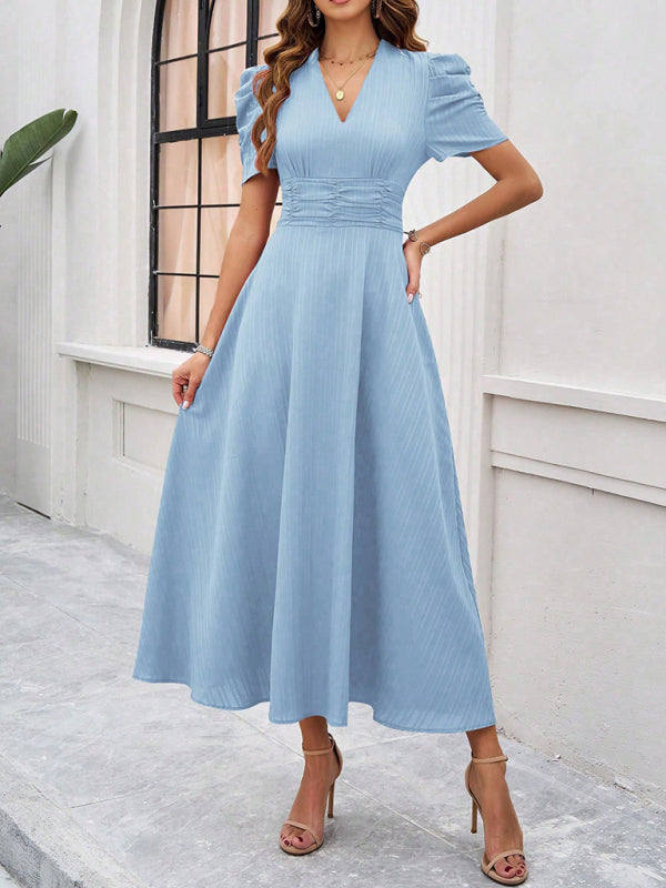 Marke Damen-Midikleid mit V-Ausschnitt und Puffärmeln — Image 7