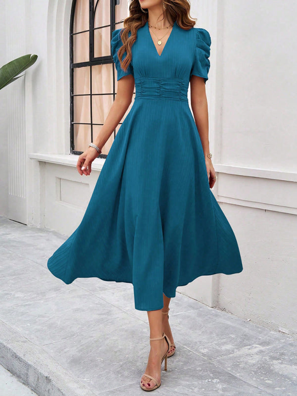 Marke Damen-Midikleid mit V-Ausschnitt und Puffärmeln — Image 20