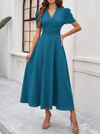Marke Damen-Midikleid mit V-Ausschnitt und Puffärmeln — Image 22