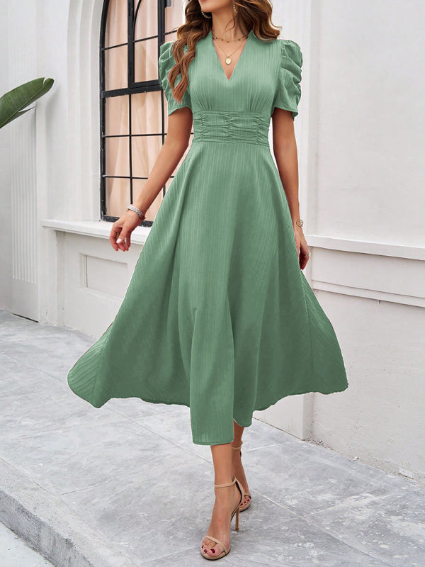 Marke Damen-Midikleid mit V-Ausschnitt und Puffärmeln — Image 9