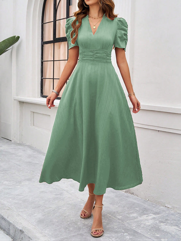 Marke Damen-Midikleid mit V-Ausschnitt und Puffärmeln — Image 37