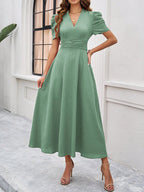 Marke Damen-Midikleid mit V-Ausschnitt und Puffärmeln — Image 36