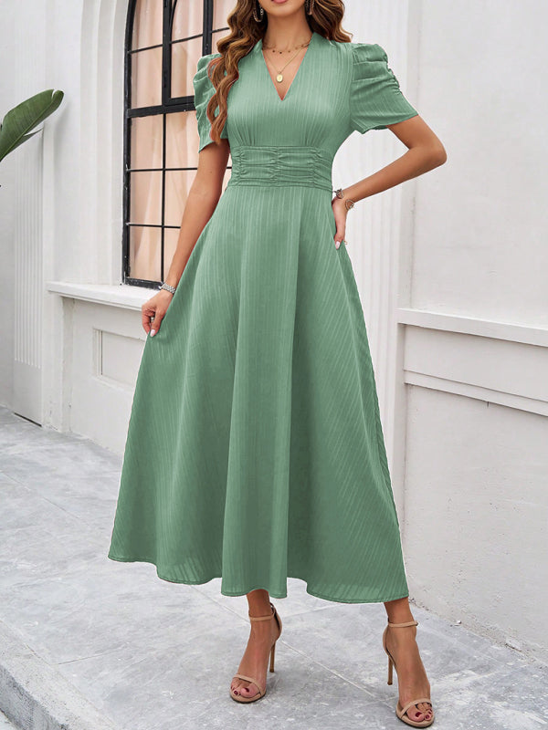 Marke Damen-Midikleid mit V-Ausschnitt und Puffärmeln — Image 36
