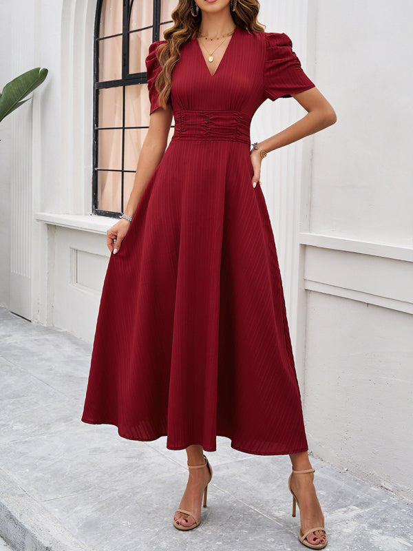 Marke Damen-Midikleid mit V-Ausschnitt und Puffärmeln — Image 11