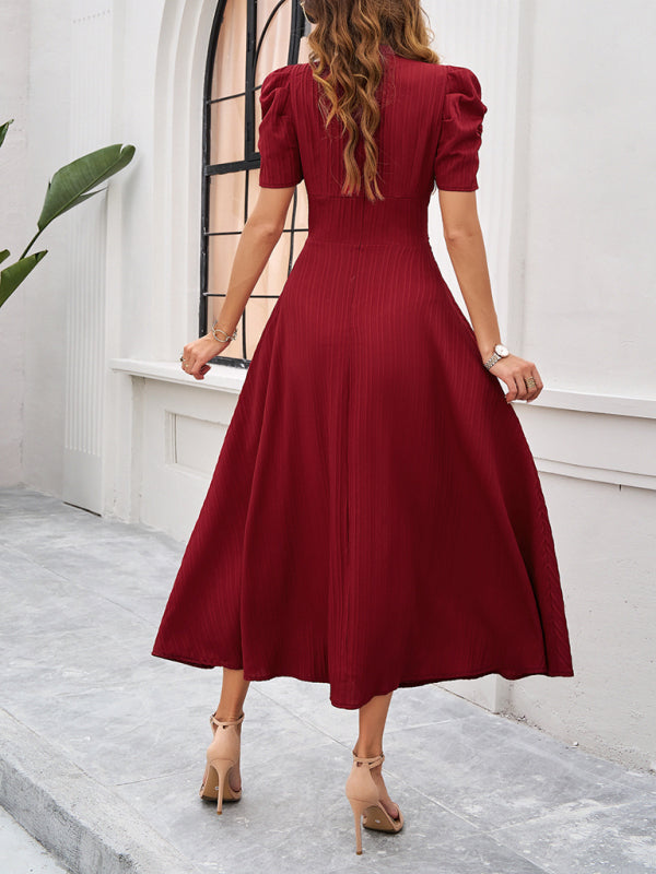 Marke Damen-Midikleid mit V-Ausschnitt und Puffärmeln — Image 10