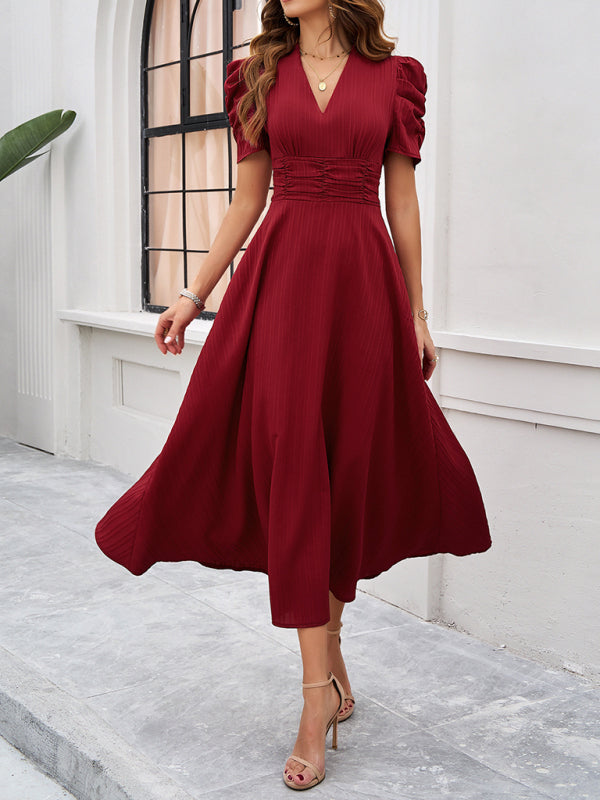 Marke Damen-Midikleid mit V-Ausschnitt und Puffärmeln — Image 12