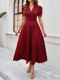 Marke Damen-Midikleid mit V-Ausschnitt und Puffärmeln — Main Image