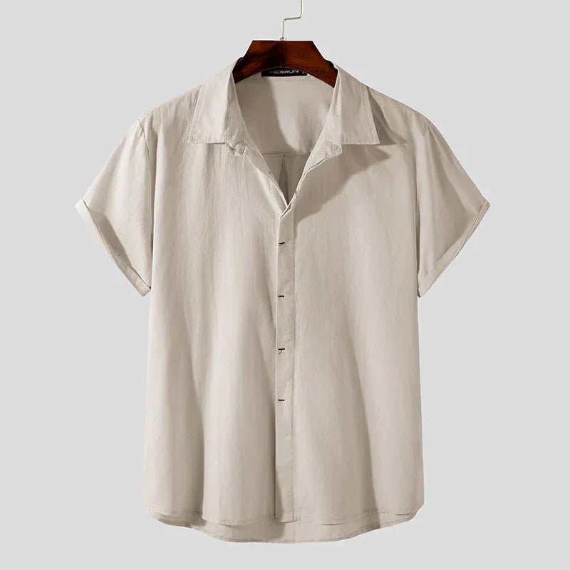 INCERUN Herren Kurzarm Hemd – Leichtes Atmungsaktives Baumwollmischung Sommeroberteil mit Klassischem Kragen Stilvolles — Main Image