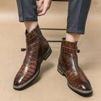 Jesolice Herren Ankle Boots aus Leder mit Krokodil-Muster – Stylische Schnallen-Stiefel für Business und Freizeit, Elegante — Image 10