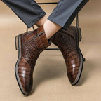 Jesolice Herren Ankle Boots aus Leder mit Krokodil-Muster – Stylische Schnallen-Stiefel für Business und Freizeit, Elegante — Image 11