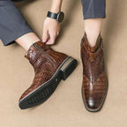 Jesolice Herren Ankle Boots aus Leder mit Krokodil-Muster – Stylische Schnallen-Stiefel für Business und Freizeit, Elegante — Image 13