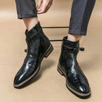 Jesolice Herren Ankle Boots aus Leder mit Krokodil-Muster – Stylische Schnallen-Stiefel für Business und Freizeit, Elegante — Image 14
