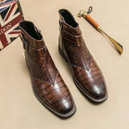 Jesolice Herren Ankle Boots aus Leder mit Krokodil-Muster – Stylische Schnallen-Stiefel für Business und Freizeit, Elegante — Image 4