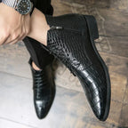 Jesolice Herren Ankle Boots aus Leder mit Krokodil-Muster – Stylische Schnürschuhe für Business und Freizeit Elegant — Image 4