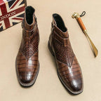 Jesolice Herren Ankle Boots aus Leder mit Krokodil-Muster – Stylische Schnallen-Stiefel für Business und Freizeit, Elegante — Image 5