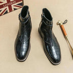 Jesolice Herren Ankle Boots aus Leder mit Krokodil-Muster – Stylische Schnallen-Stiefel für Business und Freizeit, Elegante — Image 6