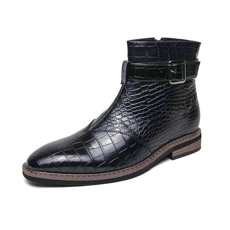 Jesolice Herren Ankle Boots aus Leder mit Krokodil-Muster – Stylische Schnallen-Stiefel für Business und Freizeit, Elegante — Image 8