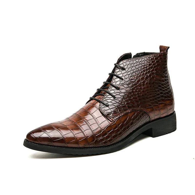 Jesolice Herren Ankle Boots aus Leder mit Krokodil-Muster – Stylische Schnürschuhe für Business und Freizeit Elegant — Image 8