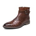 Jesolice Herren Ankle Boots aus Leder mit Krokodil-Muster – Stylische Schnallen-Stiefel für Business und Freizeit, Elegante — Image 9