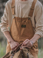 Jesolice Herren Baumwolle Latzhose Vintage Arbeitskleidung Stil - Beige, Oliv, Tan - Verstellbare Träger, Mehrere Taschen - Robuste — Main Image