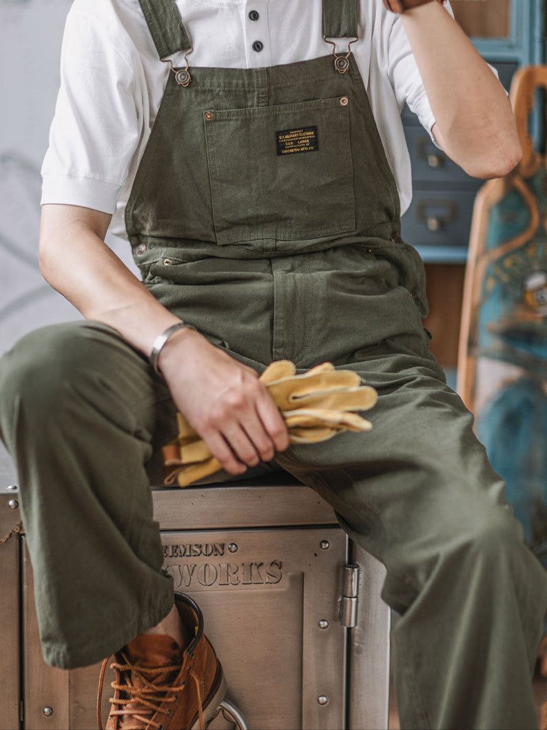 Jesolice Herren Baumwolle Latzhose Vintage Arbeitskleidung Stil - Beige, Oliv, Tan - Verstellbare Träger, Mehrere Taschen - Robuste — Image 2
