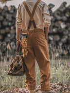 Jesolice Herren Baumwolle Latzhose Vintage Arbeitskleidung Stil - Beige, Oliv, Tan - Verstellbare Träger, Mehrere Taschen - Robuste — Image 3