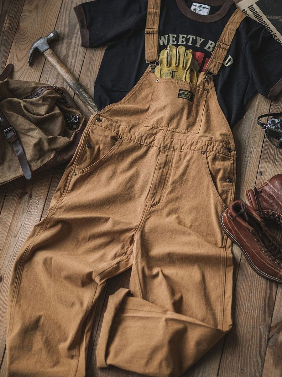Jesolice Herren Baumwolle Latzhose Vintage Arbeitskleidung Stil - Beige, Oliv, Tan - Verstellbare Träger, Mehrere Taschen - Robuste — Image 4