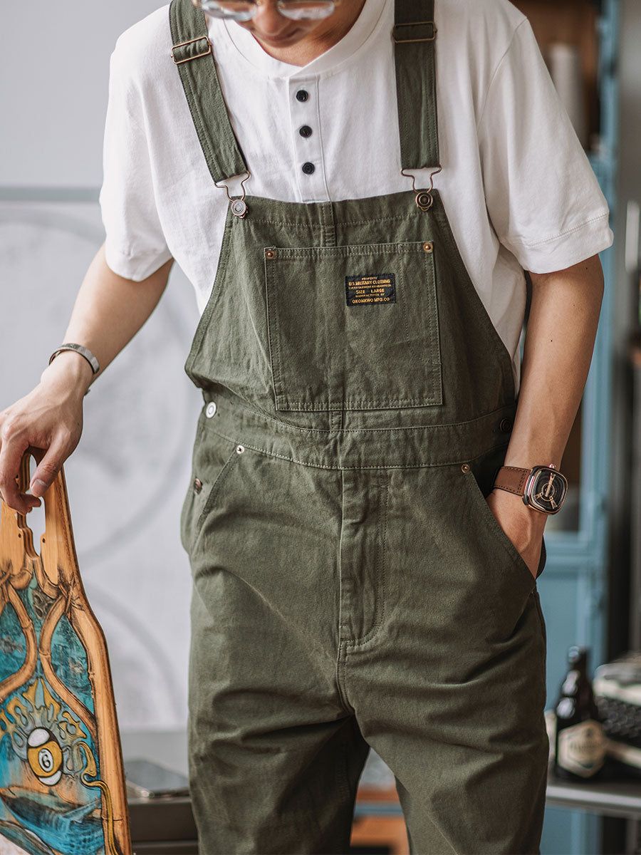 Jesolice Herren Baumwolle Latzhose Vintage Arbeitskleidung Stil - Beige, Oliv, Tan - Verstellbare Träger, Mehrere Taschen - Robuste — Image 5
