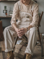 Jesolice Herren Baumwolle Latzhose Vintage Arbeitskleidung Stil - Beige, Oliv, Tan - Verstellbare Träger, Mehrere Taschen - Robuste — Image 6