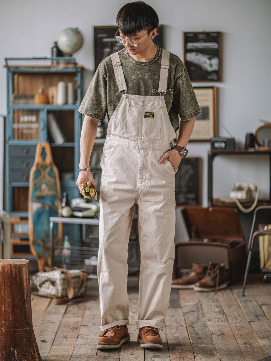 Jesolice Herren Baumwolle Latzhose Vintage Arbeitskleidung Stil - Beige, Oliv, Tan - Verstellbare Träger, Mehrere Taschen - Robuste — Image 7
