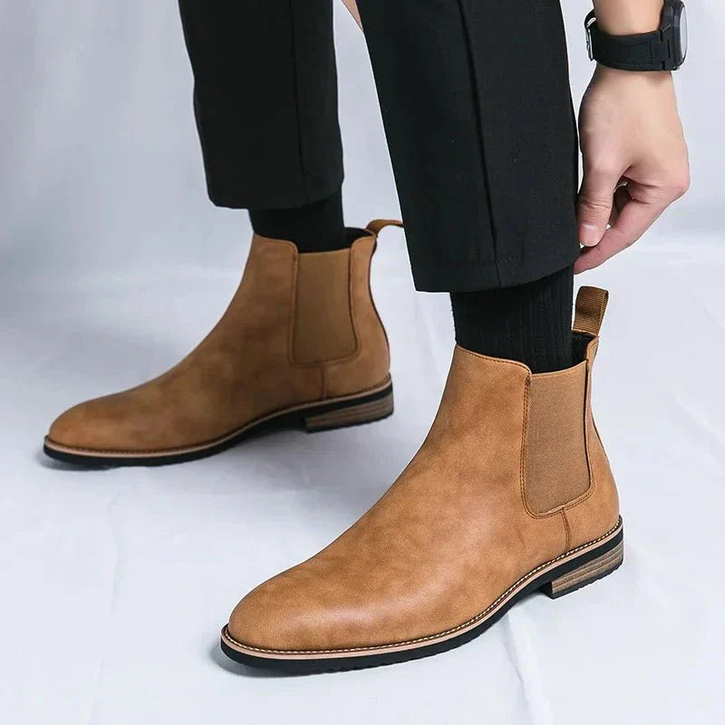 Jesolice Herren Chelsea Stiefeletten – Kunstleder Slip-On Dress Stiefel mit Elastischem Einsatz für stilvolle Freizeit- und formelle Anlässe — Image 4