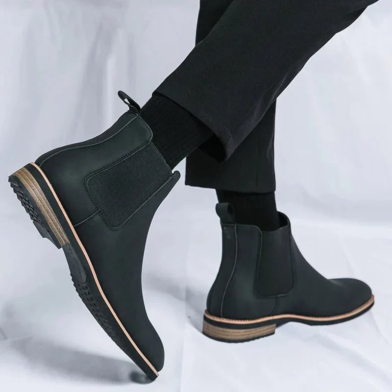 Jesolice Herren Chelsea Stiefeletten – Kunstleder Slip-On Dress Stiefel mit Elastischem Einsatz für stilvolle Freizeit- und formelle Anlässe — Image 5