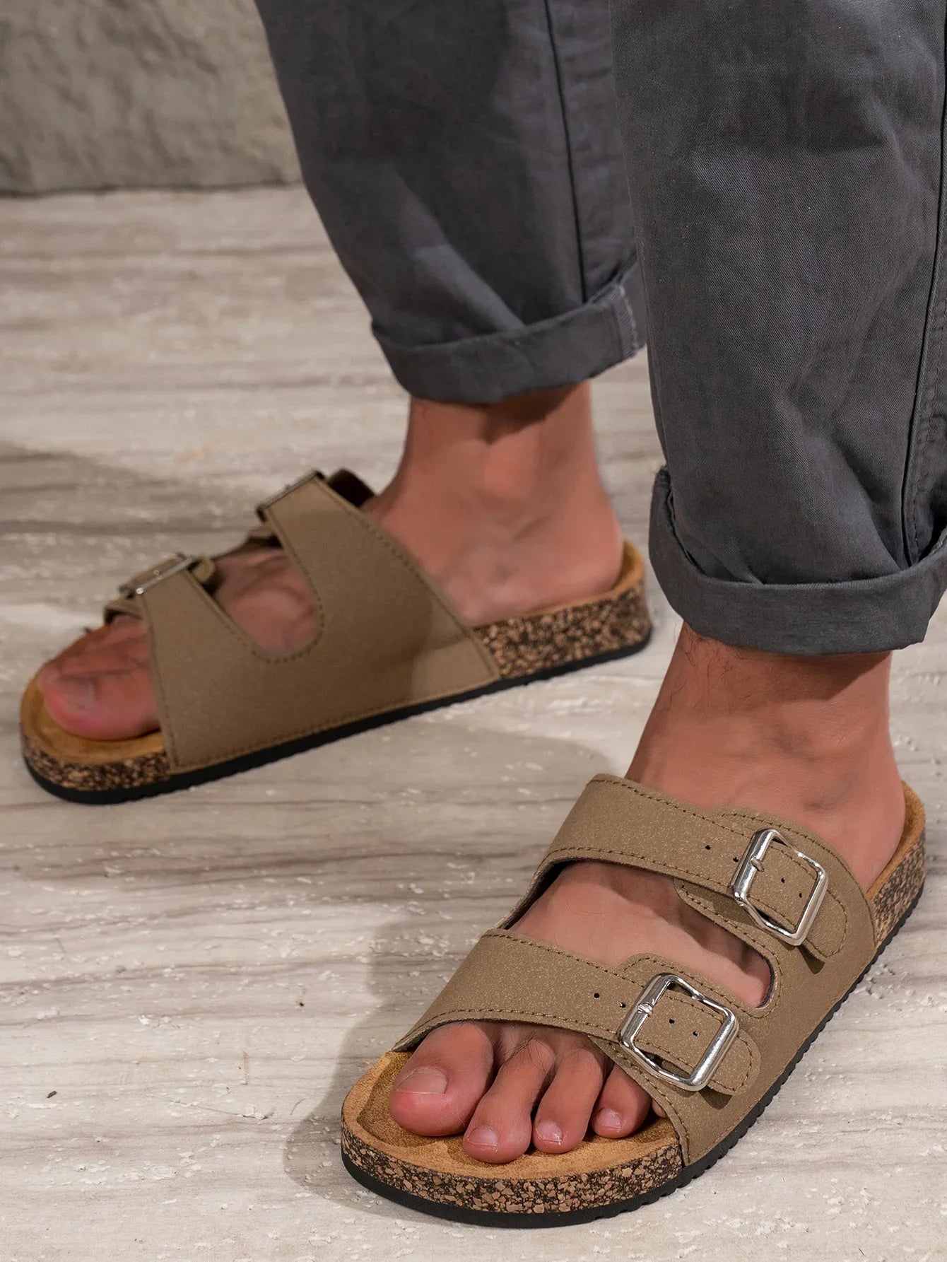 Jesolice Herren Doppelschnalle Korksandalen Bequem — Image 2
