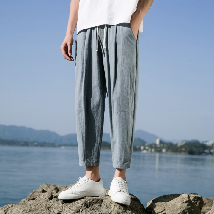 Jesolice Herren Entspannte Passform Baumwoll-Leinen-Hosen – Leichte Atmungsaktive Freizeit-Hosen mit Elastischem Bund Bequem — Image 4