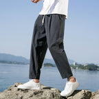 Jesolice Herren Entspannte Passform Baumwoll-Leinen-Hosen – Leichte Atmungsaktive Freizeit-Hosen mit Elastischem Bund Bequem — Image 6
