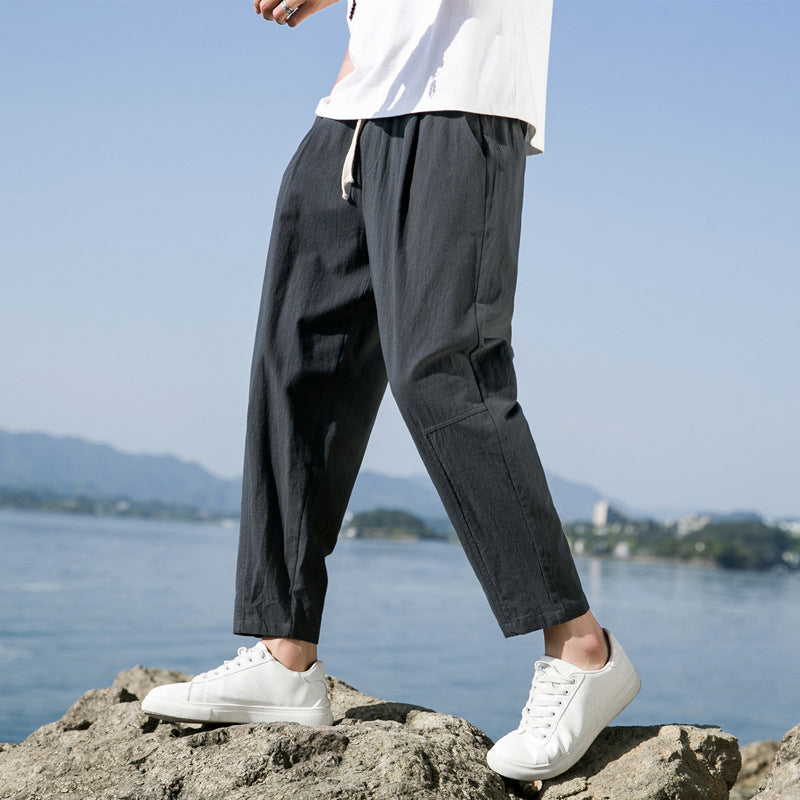Jesolice Herren Entspannte Passform Baumwoll-Leinen-Hosen – Leichte Atmungsaktive Freizeit-Hosen mit Elastischem Bund Bequem — Image 6