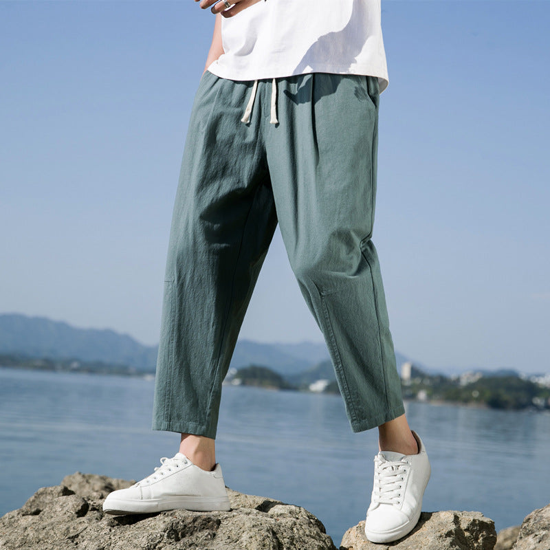 Jesolice Herren Entspannte Passform Baumwoll-Leinen-Hosen – Leichte Atmungsaktive Freizeit-Hosen mit Elastischem Bund Bequem — Image 7