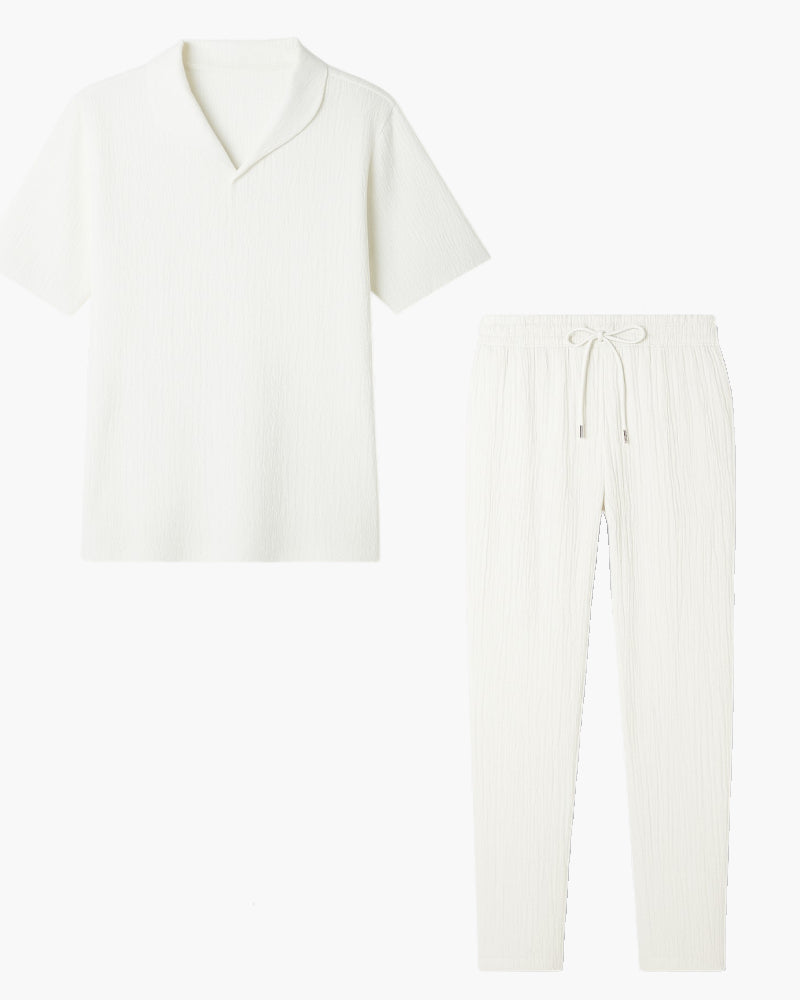 Jesolice Herren Freizeit Poloshirt mit kurzen Ärmeln und Jogginghose Set – Leichter atmungsaktiver Baumwollmix bequemer Freizeitanzug — Main Image