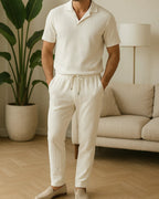 Jesolice Herren Freizeit Poloshirt mit kurzen Ärmeln und Jogginghose Set – Leichter atmungsaktiver Baumwollmix bequemer Freizeitanzug — Image 2