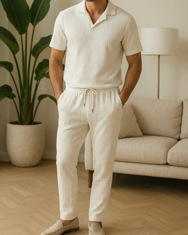 Jesolice Herren Freizeit Poloshirt mit kurzen Ärmeln und Jogginghose Set – Leichter atmungsaktiver Baumwollmix bequemer Freizeitanzug — Image 2