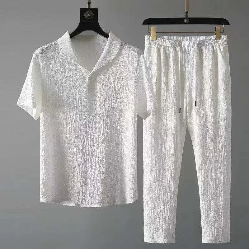 Jesolice Herren Freizeit Poloshirt mit kurzen Ärmeln und Jogginghose Set – Leichter atmungsaktiver Baumwollmix bequemer Freizeitanzug — Image 3