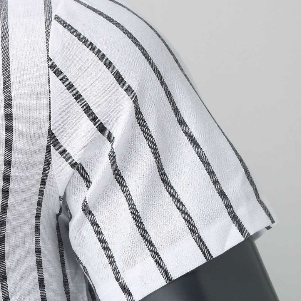 Jesolice Herren Gestreiftes Baumwollmischung Kurzarm Henley Hemd – Leichtes Lässiges Sommeroberteil mit Stehkragen Elegant — Image 8