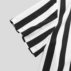 Jesolice Herren Gestreiftes Kurzarm Hemd – Lässiges Leichtes Polyester Atmungsaktives Sommeroberteil mit Stehkragen Stilvolles — Image 4