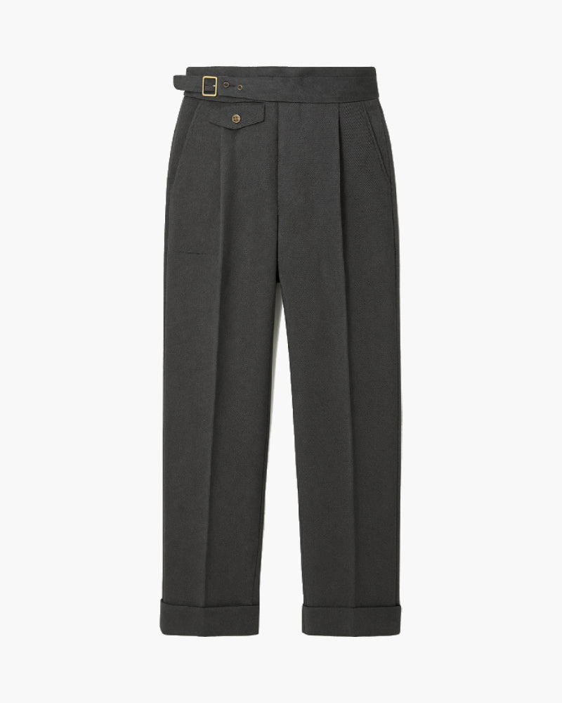 Jesolice Herren Hochtaillierte Wollmischung Plissee-Hosen – Maßgeschneiderte Formelle Geschäftshosen mit Verstellbarem Bund Elegante — Main Image